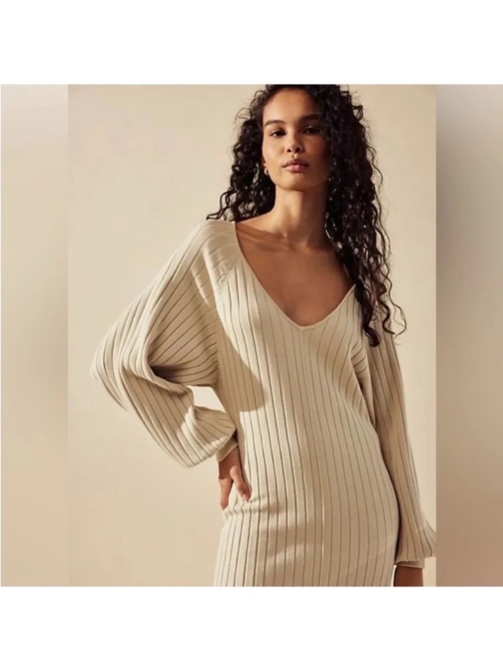 FP Free People Beach Rosha  Long ribbed knit dress